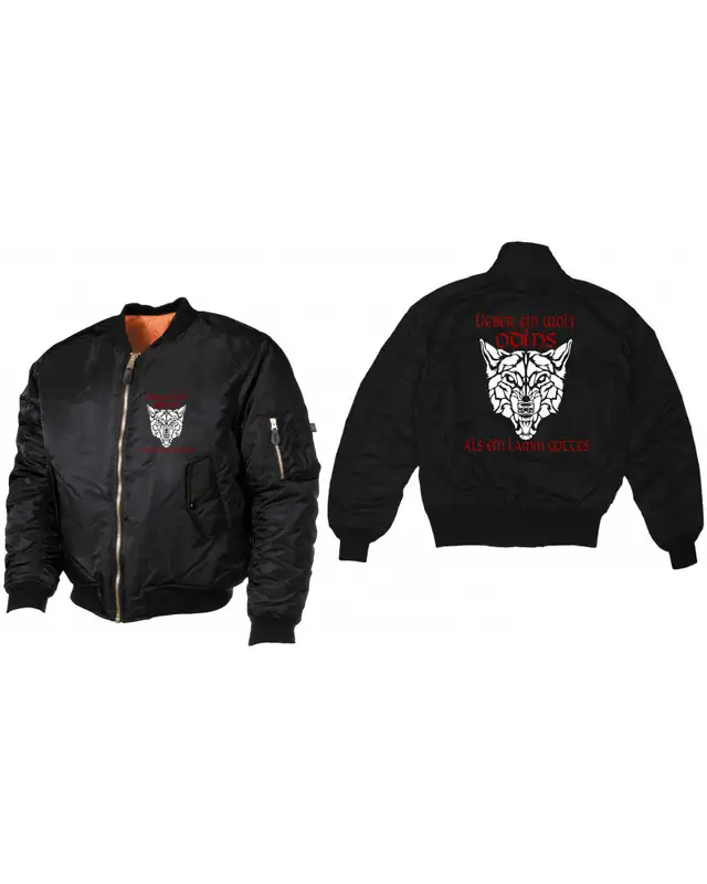 Bestickte MA1 Bomberjacke (Lieber ein Wolf Odins als ein Lamm Gottes) Bild 3