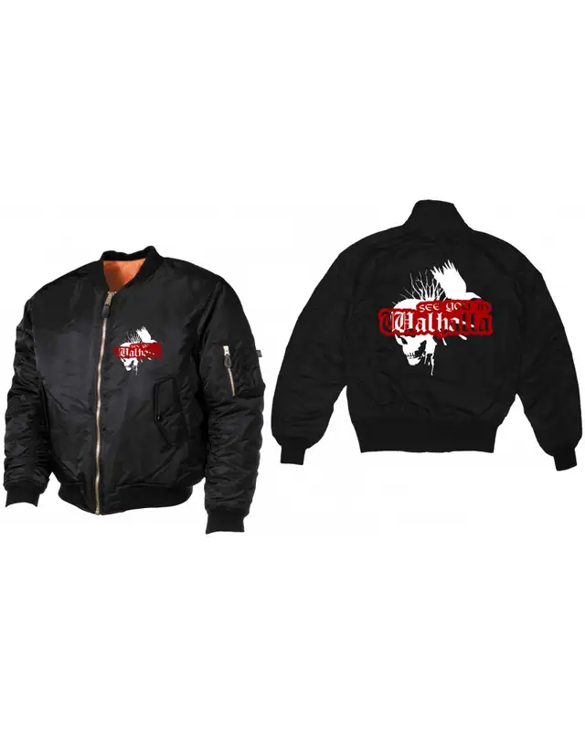Bestickte MA1 Bomberjacke (See you in Walhalla, Totenkopf) Bild 3