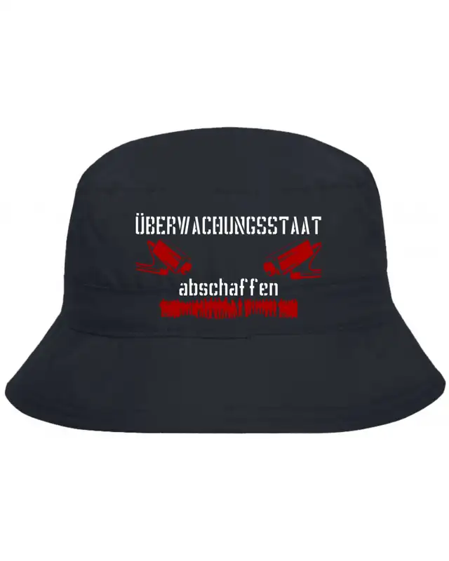 Bestickter Anglerhut "Urlaub" (Überwachungsstaat abschaffen)