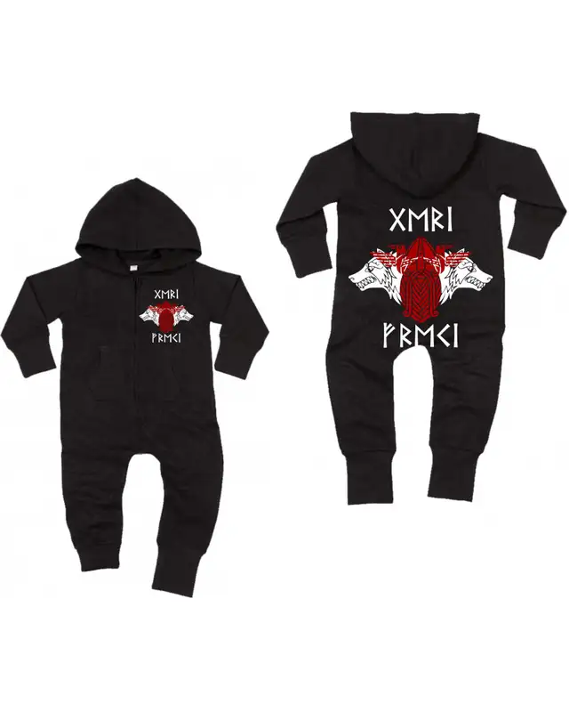 Bestickter Baby Strampler (Geri und Freki) Bild 3