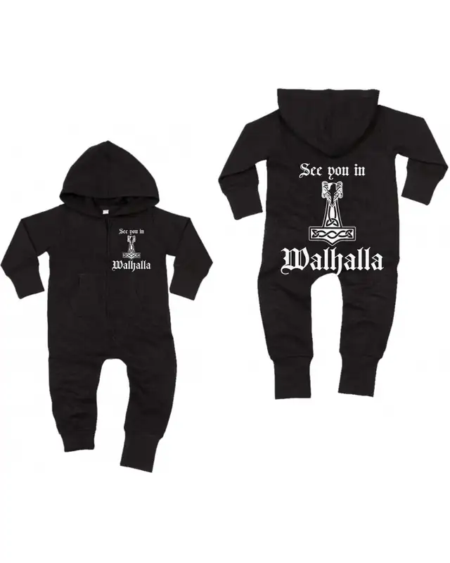 Bestickter Baby Strampler (See you in Walhalla Thorhammer) Bild 3