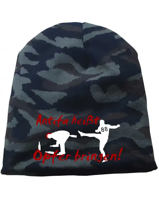Bestickter Beanie "Camo" (Antifa heißt Opfer bringen)