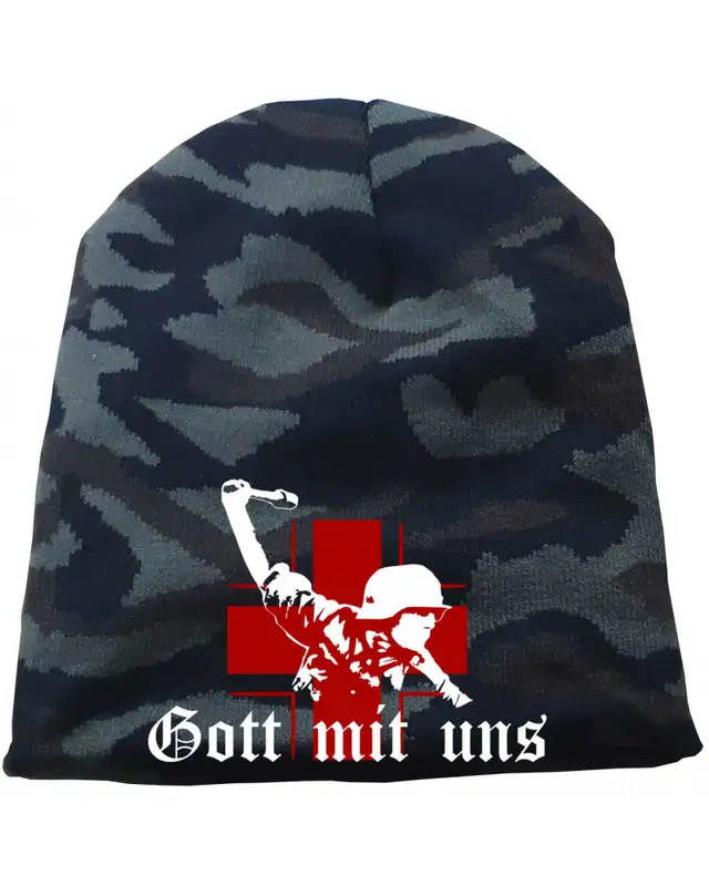 Bestickter Beanie "Camo" (Gott mit uns, Soldat)