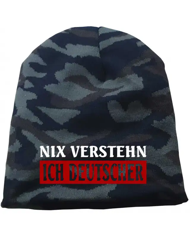 Bestickter Beanie "Camo" (Nix verstehen, ich deutscher)
