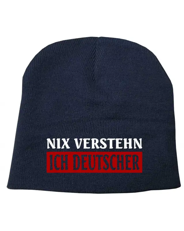 Bestickter Beanie "Fricka" (Nix verstehen, ich deutscher)