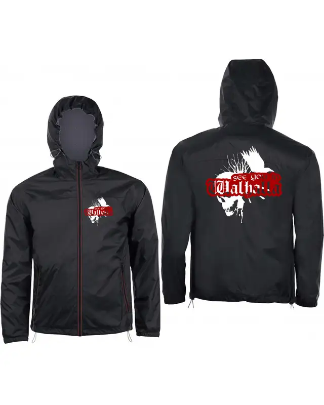 Bestickter Herren Windbreaker (See you in Walhalla, Totenkopf) Bild 3