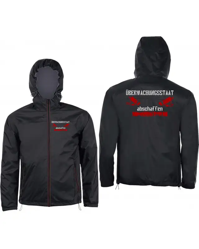Bestickter Herren Windbreaker (Überwachungsstaat abschaffen) Bild 3