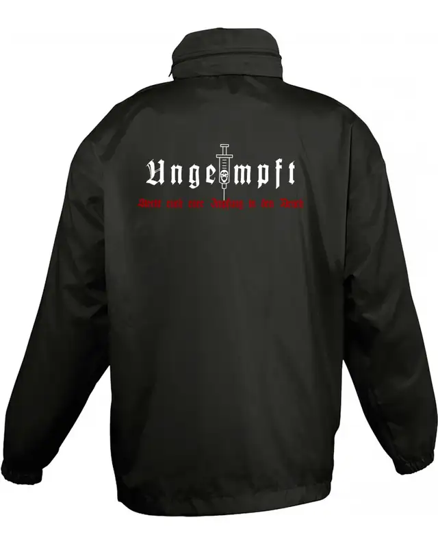 Bestickter Kinder Windbreaker (Ungeimpft, Steckt euch eure Impfung in den Arsch) Bild 2