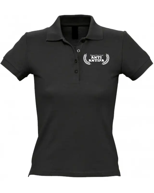 Besticktes Damen Poloshirt (Anti-Antifa)