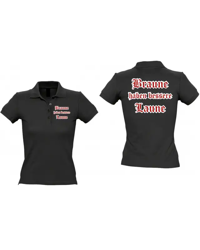 Besticktes Damen Poloshirt (Braune haben bessere laune) Bild 3