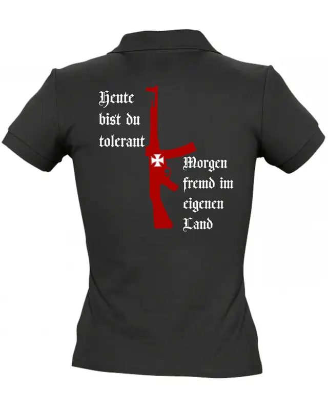 Besticktes Damen Poloshirt (Heute tolerant morgen fremd im eigenen Land) Bild 2
