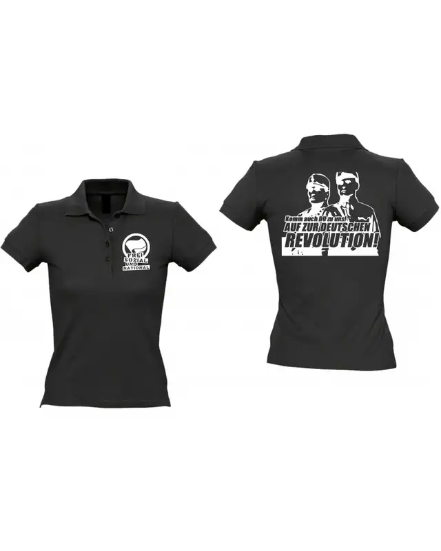 Besticktes Damen Poloshirt (Komm zur Revolution) Bild 3