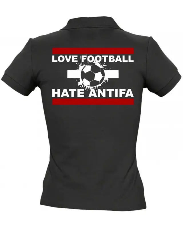 Besticktes Damen Poloshirt (Love Football hate Antifa) Bild 2