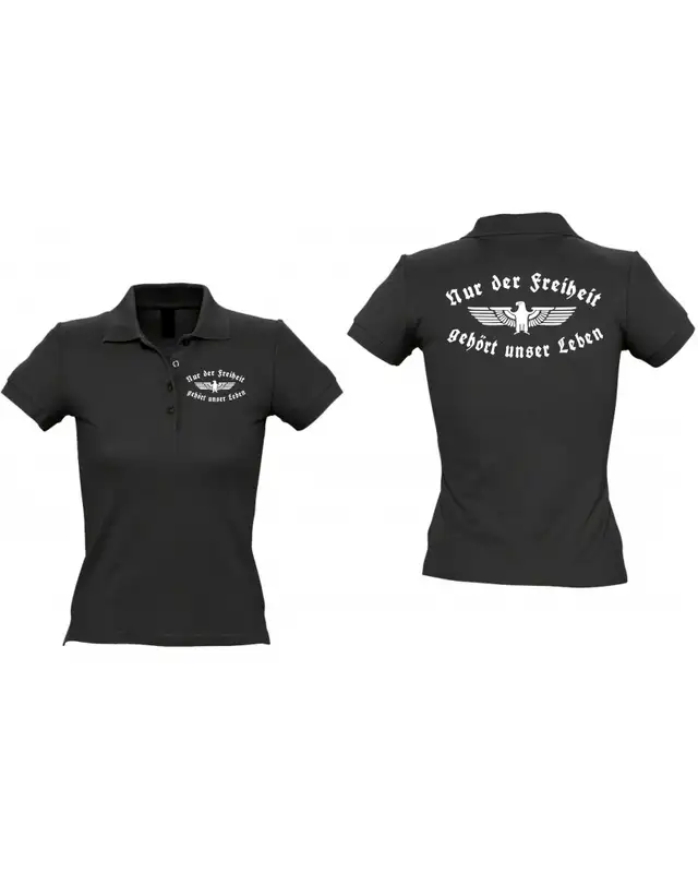 Besticktes Damen Poloshirt (Nur der Freiheit gehört unser Leben) Bild 3