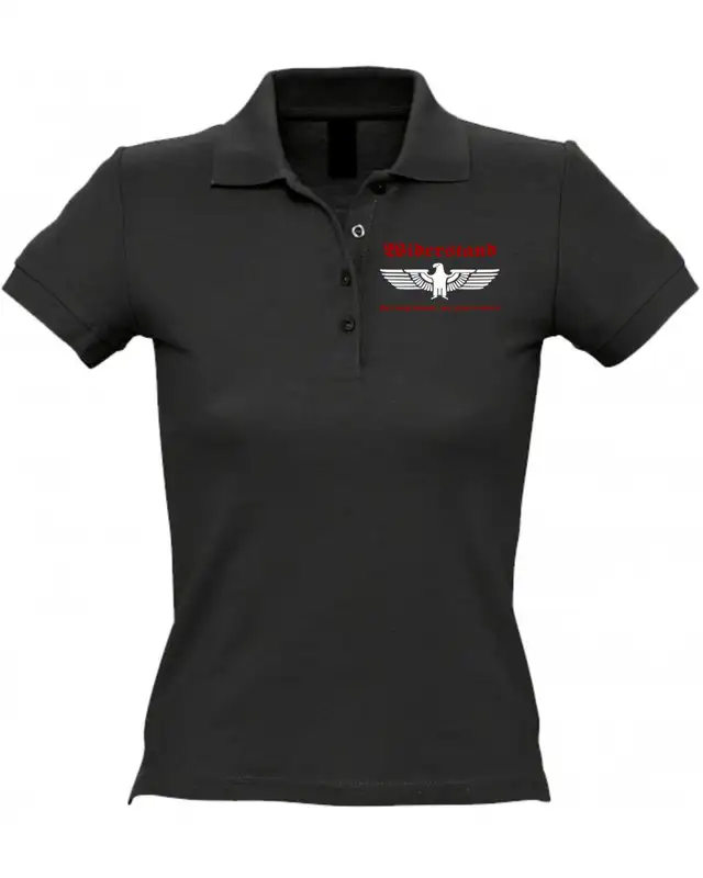Besticktes Damen Poloshirt (Widerstand, wer nicht kämpft hat verloren)