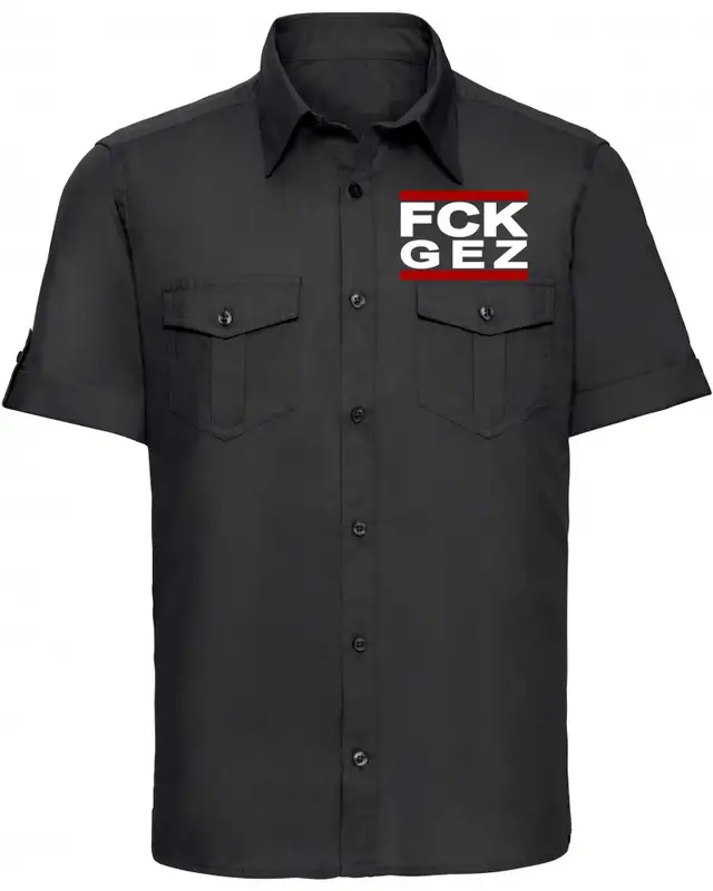 Besticktes Herren kurzarm Hemd (FCK GEZ)