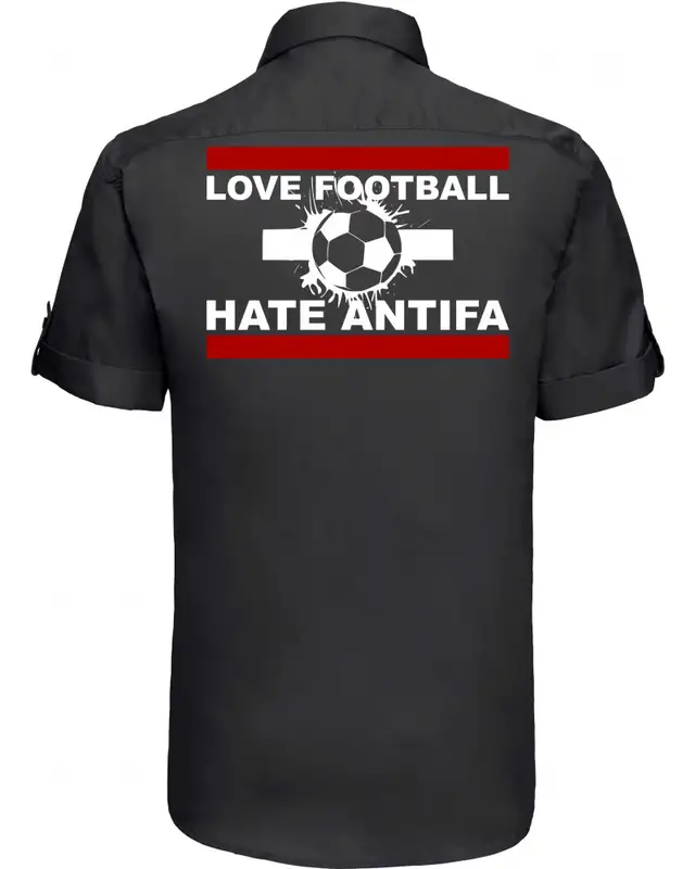 Besticktes Herren kurzarm Hemd (Love Football hate Antifa) Bild 2