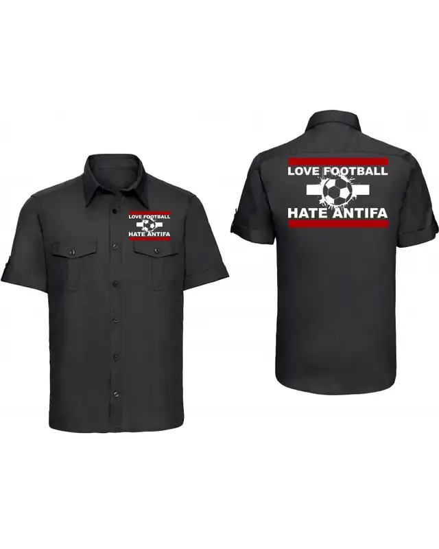 Besticktes Herren kurzarm Hemd (Love Football hate Antifa) Bild 3
