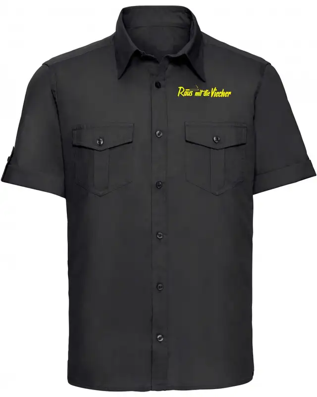Besticktes Herren kurzarm Hemd (Viecher)