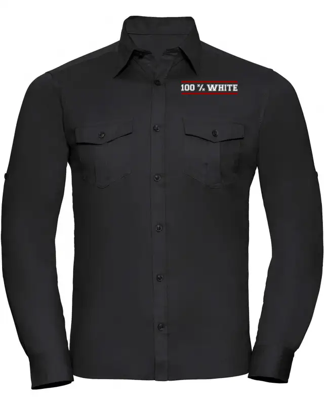 Besticktes Herren langarm Hemd (100% White)