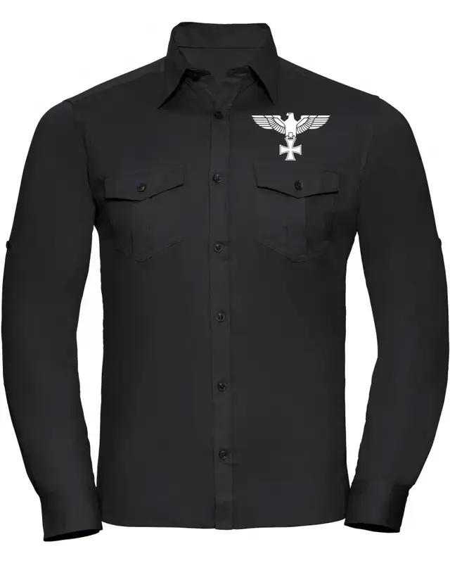 Besticktes Herren langarm Hemd (Adler, Kreuz)