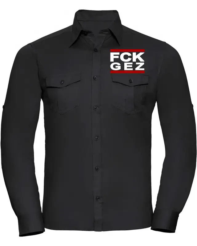 Besticktes Herren langarm Hemd (FCK GEZ)