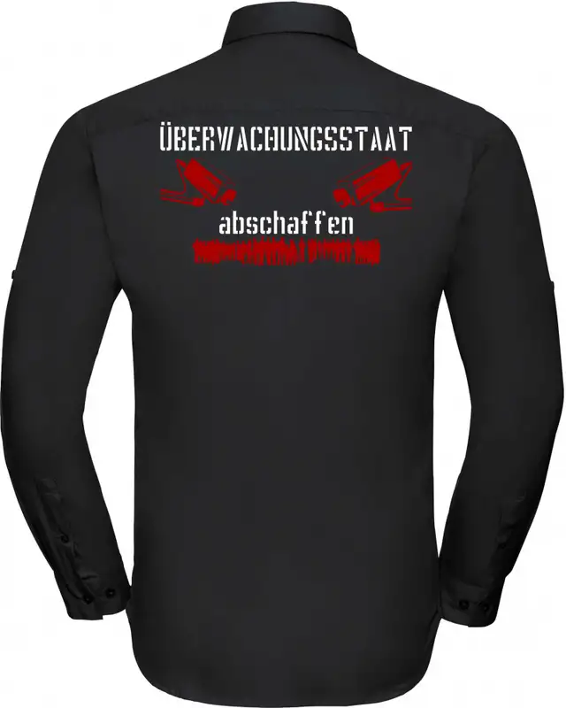 Besticktes Herren langarm Hemd (Überwachungsstaat abschaffen) Bild 2
