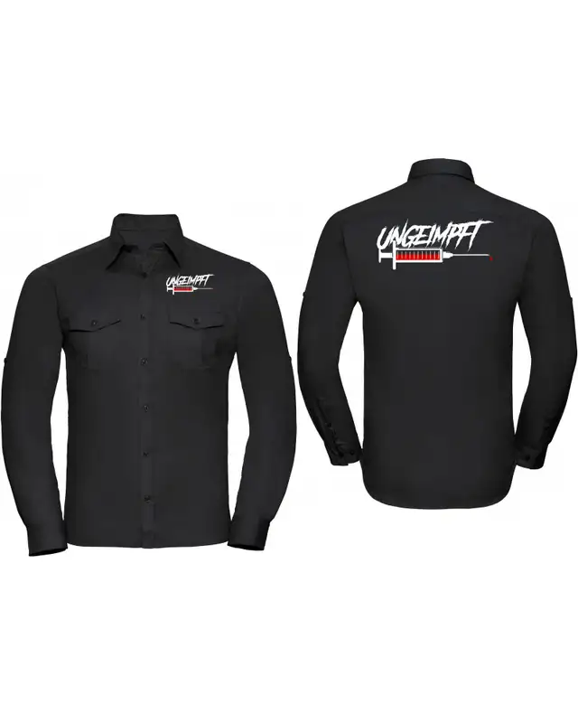 Besticktes Herren langarm Hemd (Ungeimpft, Spritze) Bild 3