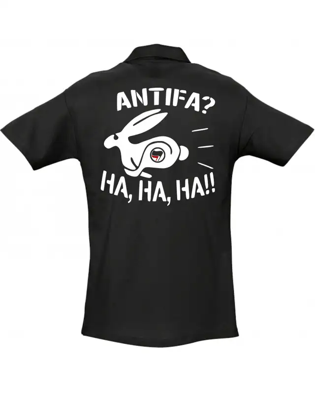 Besticktes Herren Poloshirt (Antifa, ha ha ha) Bild 2