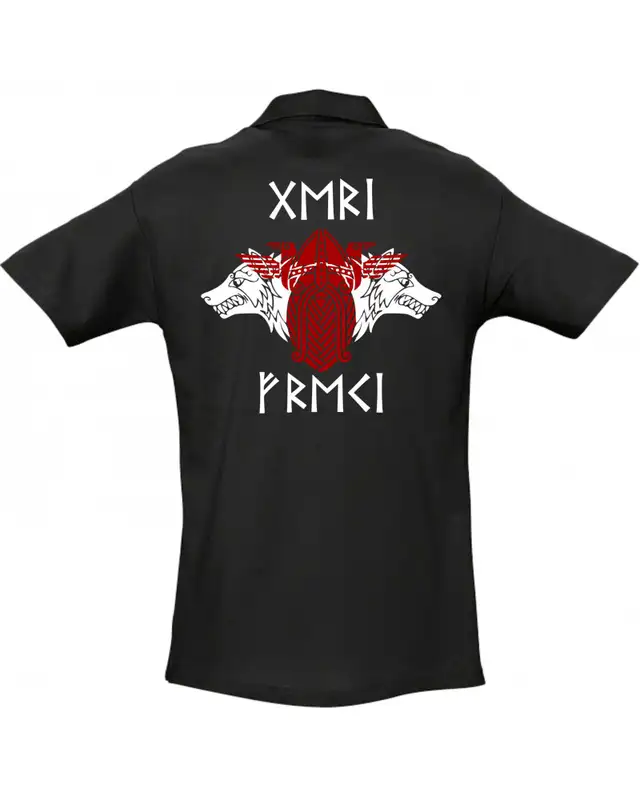 Besticktes Herren Poloshirt (Geri und Freki) Bild 2