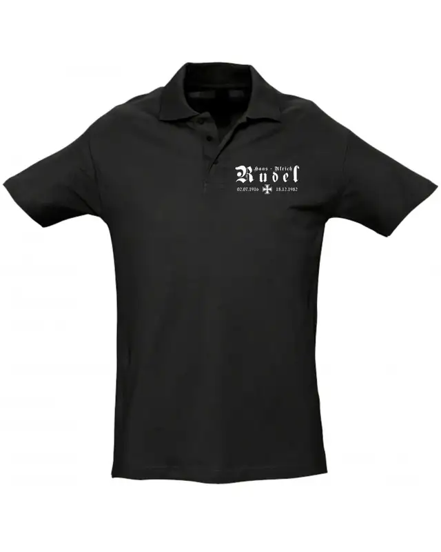Besticktes Herren Poloshirt (Hans - Ulrich Rudel, Kreuz)