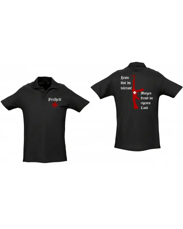 Besticktes Herren Poloshirt (Heute tolerant morgen fremd im eigenen Land) Bild 3