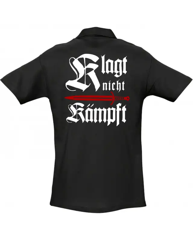 Besticktes Herren Poloshirt (Klagt nicht kämpft, Schwert) Bild 2
