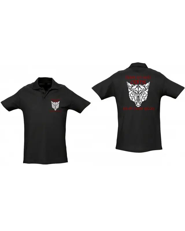Besticktes Herren Poloshirt (Lieber ein Wolf Odins als ein Lamm Gottes) Bild 3