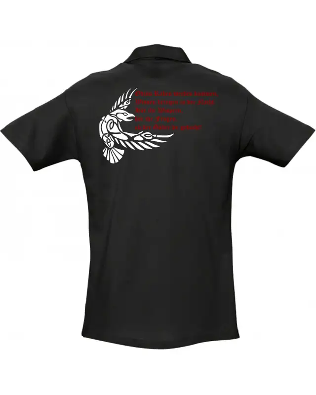 Besticktes Herren Poloshirt (Odins Raben werden kommen) Bild 2