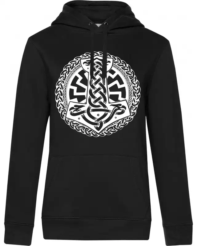 Damen Kapuzen-Pullover (Schwarze Sonne, Thorhammer)