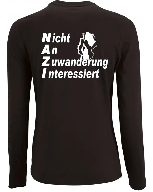 Damen Langarm Shirt (Nicht an Zuwanderung interessiert, Fahne) Bild 2