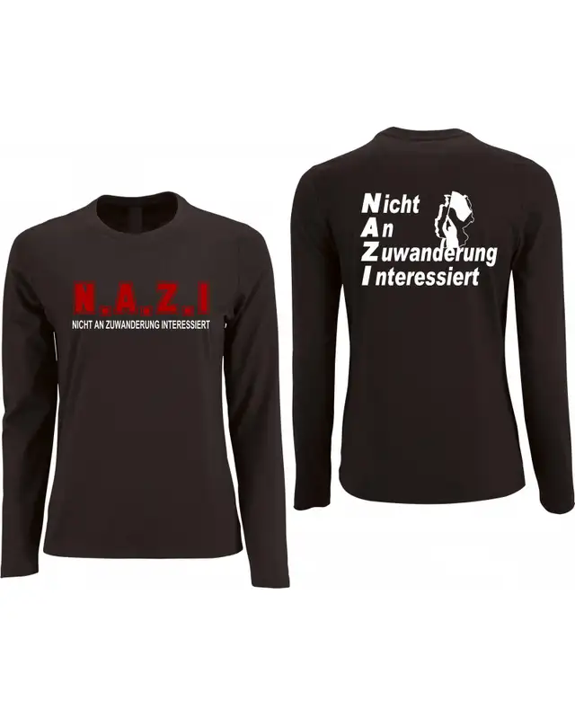 Damen Langarm Shirt (Nicht an Zuwanderung interessiert, Fahne) Bild 3