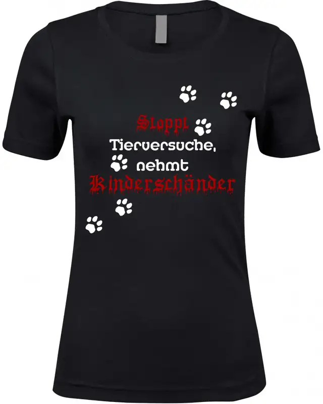 Damen Premium T-Shirt (Stoppt Tierversuche, nehmt Kinderschänder)