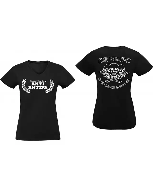 Damen V-Ausschnitt T-Shirt (Anti-Antifa) Bild 3