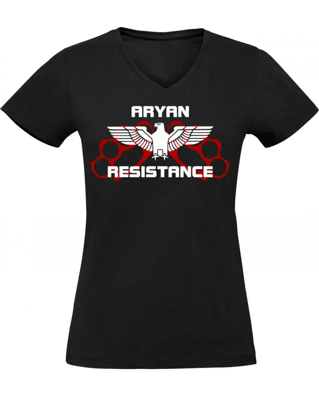 Damen V-Ausschnitt T-Shirt (Aryan Resistance)