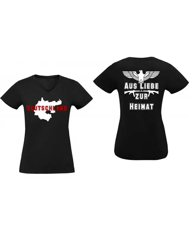 Damen V-Ausschnitt T-Shirt (Aus liebe zur Heimat) Bild 3