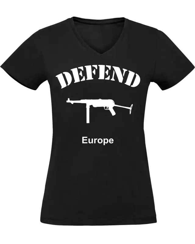 Damen V-Ausschnitt T-Shirt (Defend Europe)