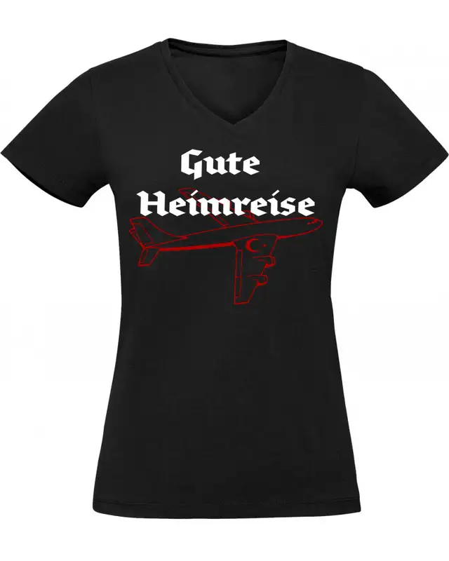 Damen V-Ausschnitt T-Shirt (Gute Heimreise)