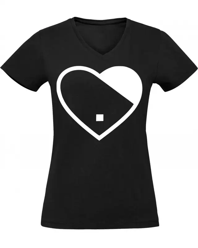 Damen V-Ausschnitt T-Shirt (Herz)