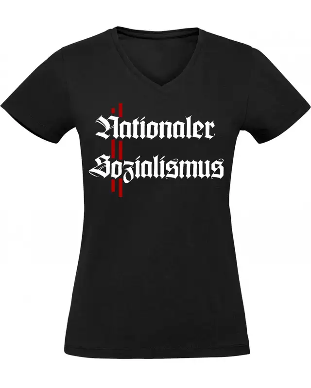Damen V-Ausschnitt T-Shirt (Nationaler Sozialismus)