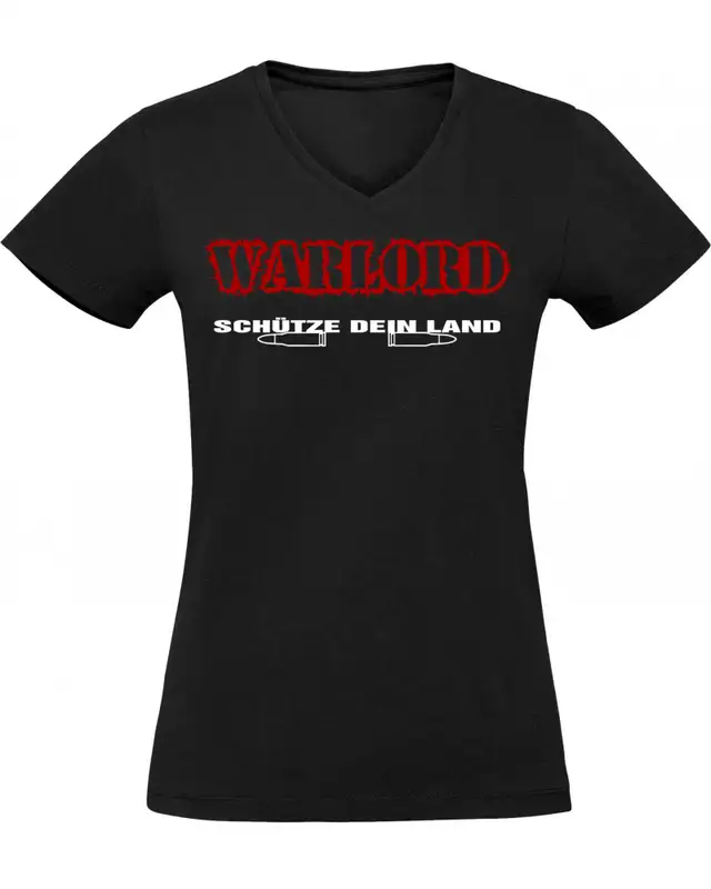 Damen V-Ausschnitt T-Shirt (Warlord, schütze dein Land)