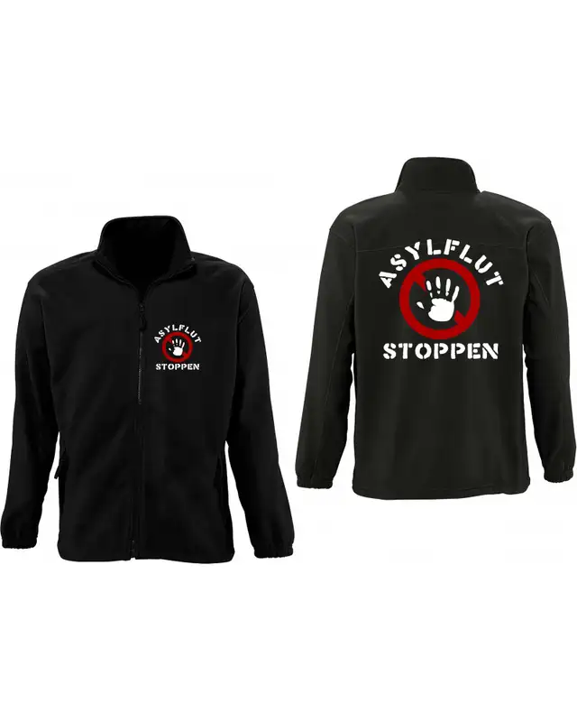 Herren Fleecejacke (Asylflut stoppen) Bild 3