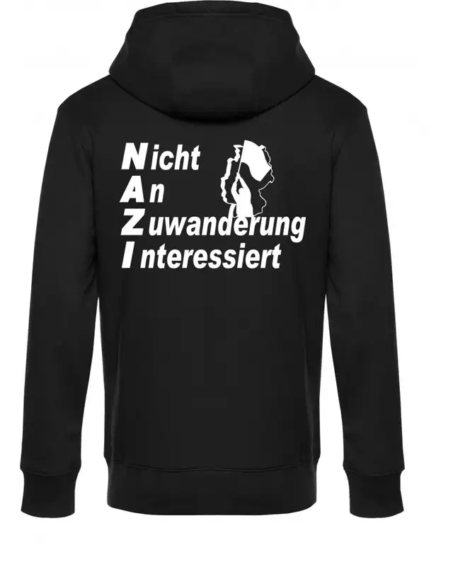 Herren Kapuzen-Pullover (Nicht an Zuwanderung interessiert, Fahne) Bild 2