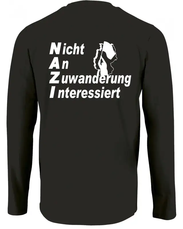 Herren Langarm Shirt (Nicht an Zuwanderung interessiert, Fahne) Bild 2
